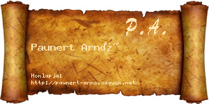 Paunert Arnó névjegykártya